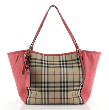 Burberry Canterbury Tote Horseferry Check Canvas and Leather Small