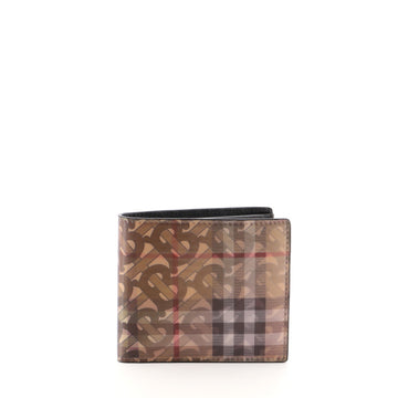 Burberry Bifold Wallet Hologram TB Vintage Check Coated Canvas Compact