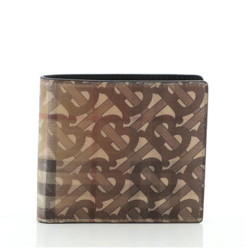 Burberry Bifold Wallet Hologram TB Vintage Check Coated Canvas Compact