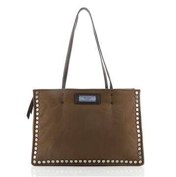 Prada Etiquette Tote Studded Tessuto Medium