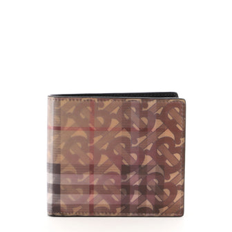 Burberry Bifold Wallet Hologram TB Vintage Check Coated Canvas Compact