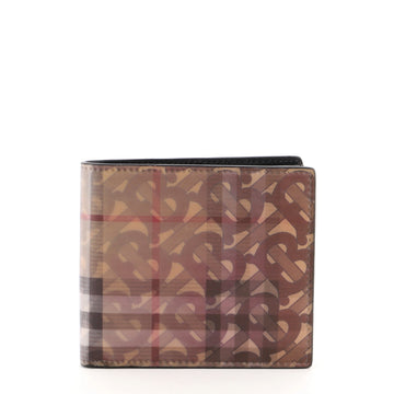 Burberry Bifold Wallet Hologram TB Vintage Check Coated Canvas Compact