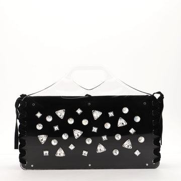 Saint Laurent Crystal Top Handle Bag Lucite and Suede Medium