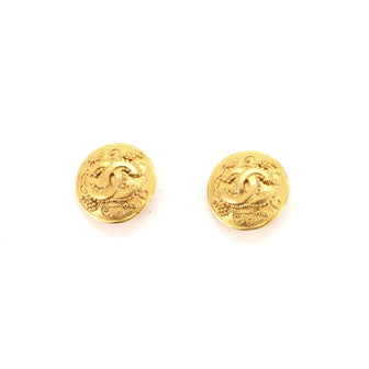 Chanel Vintage Round CC Clip-On Earrings Metal