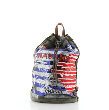 Chanel Cubano Trip Backpack Sequin Embellished Canvas Medium