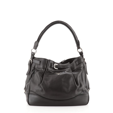 Prada Belted Shoulder Bag Leather Large