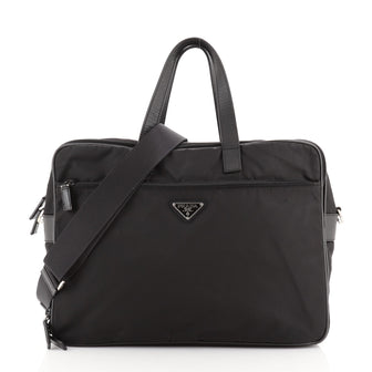 Prada Porta Computer Briefcase Tessuto and Saffiano Leather Medium