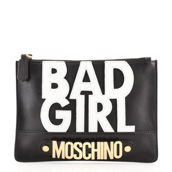 Moschino Bad Girl Zip Clutch Leather Small