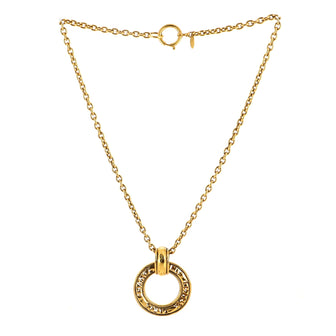Chanel Vintage Logo Open Circle Pendant Necklace Metal
