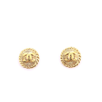 Chanel Vintage Round CC Clip-On Earrings Metal
