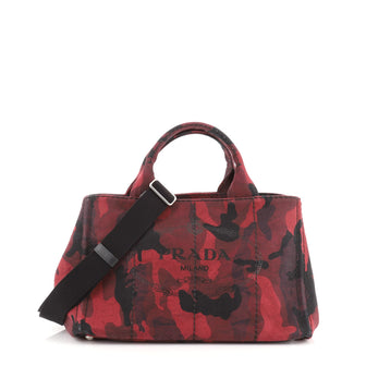 Prada Canapa Convertible Tote Printed Canvas Large