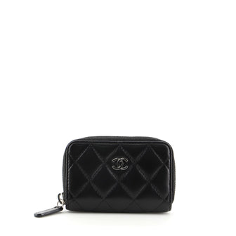 Chanel CC Zip Coin Purse Quilted Lambskin Small
