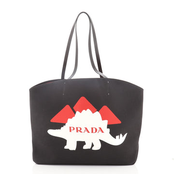 Prada Logo Tote Printed Canvas Large