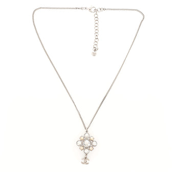 Chanel CC Cluster Pendant Necklace Crystal Embellished Metal