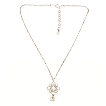 Chanel CC Cluster Pendant Necklace Crystal Embellished Metal