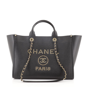 Chanel Deauville Tote Studded Caviar Medium
