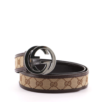 Gucci Interlocking G Belt GG Canvas with Leather Wide