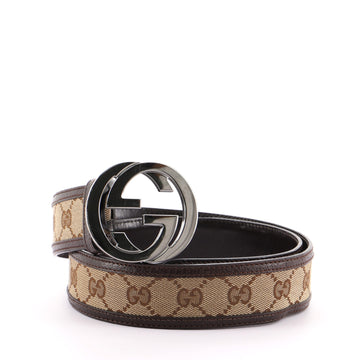Gucci Interlocking G Belt GG Canvas with Leather Wide
