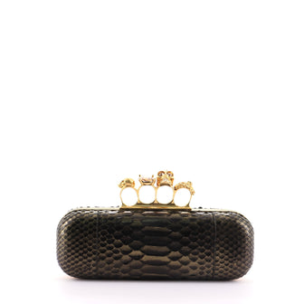 Alexander McQueen Knuckle Box Clutch Python Long