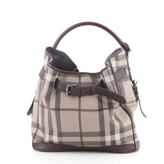 Burberry Walden Hobo Smoked Check Coated Canvas Medium