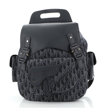 Christian Dior Saddle Backpack Oblique Canvas and Leather