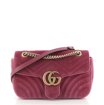 Gucci GG Marmont Flap Bag Matelasse Velvet Small