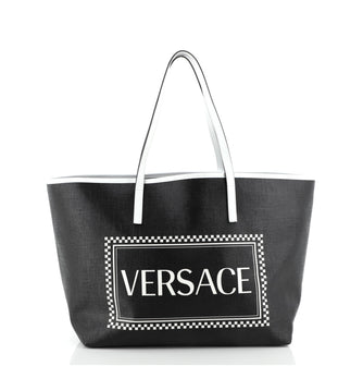 Versace Logo Tote Printed Coated Canvas Large