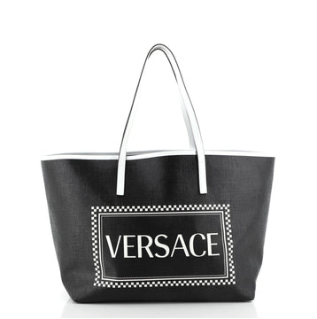 Versace Logo Tote Printed Coated Canvas Large