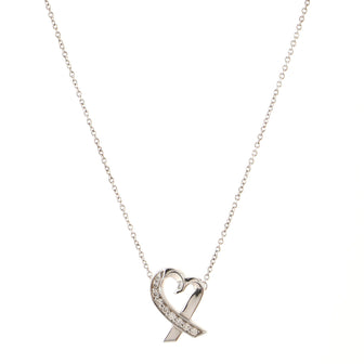 Tiffany & Co. Paloma Picasso Loving Heart Pendant Necklace 18K White Gold with Diamonds