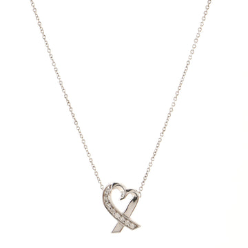 Tiffany & Co. Paloma Picasso Loving Heart Pendant Necklace 18K White Gold with Diamonds