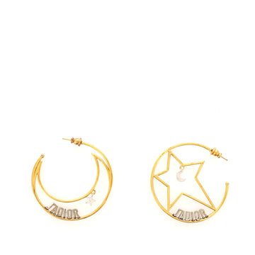 Christian Dior J'Adior Moon Star Hoop Earrings Metal