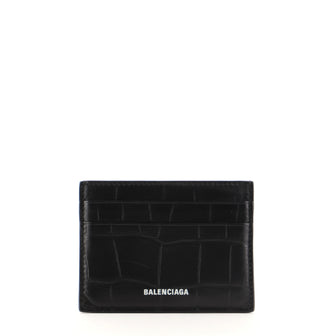 Balenciaga Everyday Card Holder Crocodile Embossed Leather