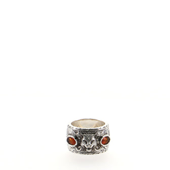 Gucci Tiger Head Garden Ring Sterling Silver and Glass