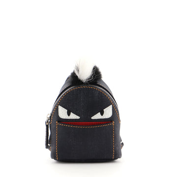 Fendi Monster Backpack Bag Charm Leather with Fur Micro