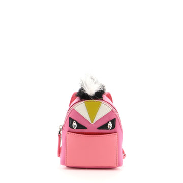 Fendi Monster Backpack Bag Charm Nylon with Leather and Fur Micro