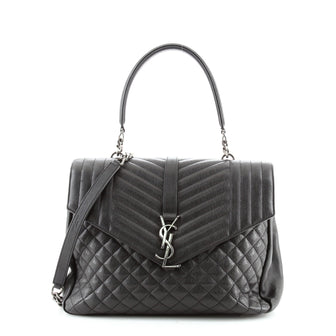 Saint Laurent Classic Monogram Slouchy Top Handle Bag Mixed Matelasse Leather Large