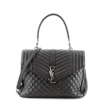 Saint Laurent Classic Monogram Slouchy Top Handle Bag Mixed Matelasse Leather Large