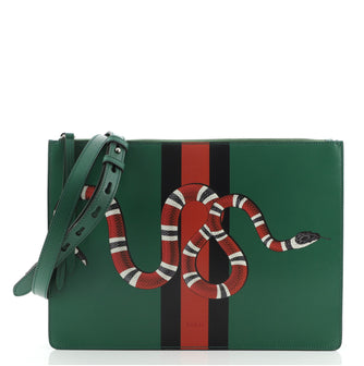 Gucci Messenger Bag Snake Printed Leather Large