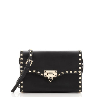 Valentino Rockstud Flip Lock Flap Bag Leather Medium