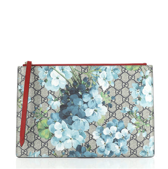 Gucci Zipped Pouch Blooms Print GG Coated Canvas Large