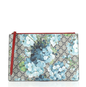 Gucci Zipped Pouch Blooms Print GG Coated Canvas Large
