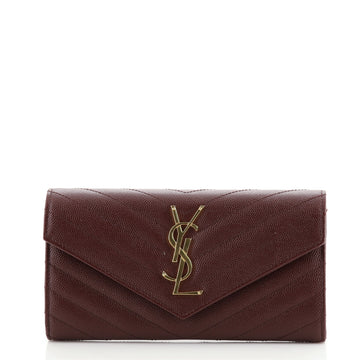 Saint Laurent Classic Monogram Flap Wallet Matelasse Chevron Leather Large