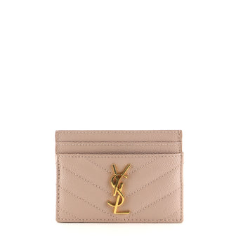 Saint Laurent Classic Monogram Card Holder Matelasse Chevron Leather