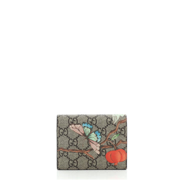 Gucci Flap Card Case Tian Print GG Coated Canvas
