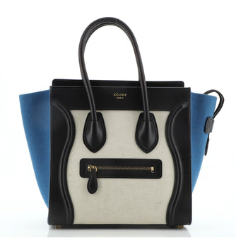 Celine Luggage Bag Canvas and Leather Micro