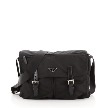 Prada Buckle Messenger Bag Tessuto Medium