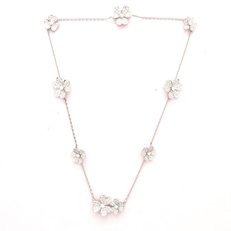 Van Cleef & Arpels 9 Flower Frivole Necklace 18K White Gold with Pave Diamonds