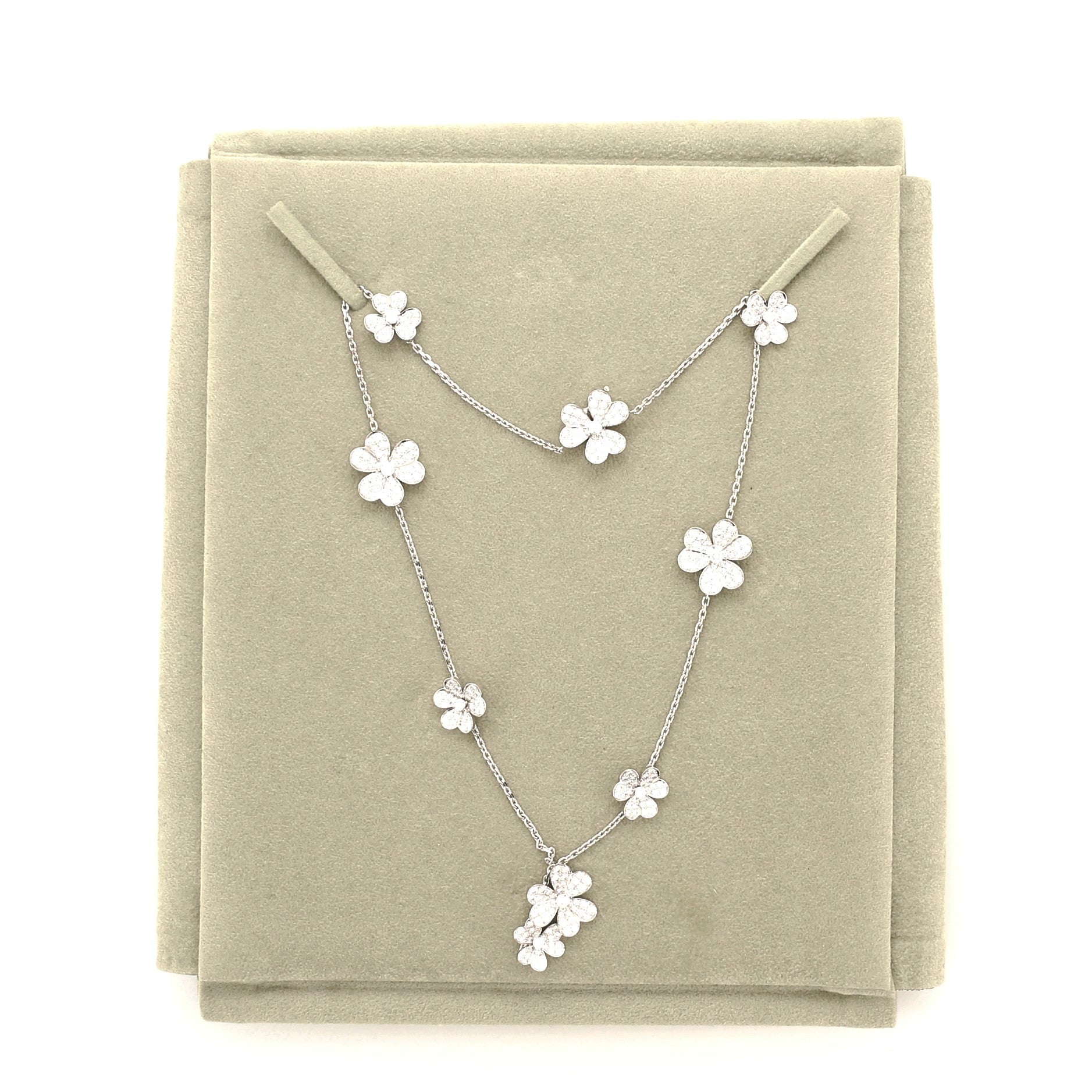 Van Cleef & Arpels 9 Flower Frivole Necklace 18K White Gold with