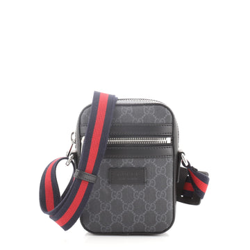 Gucci Web Strap Front Zip Messenger Bag GG Coated Canvas Mini
