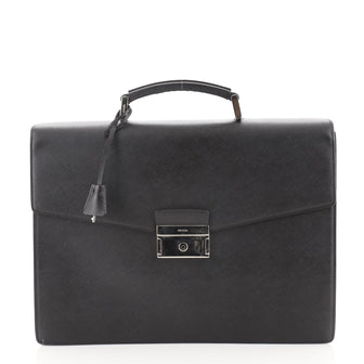 Prada Squeeze Lock Briefcase Leather